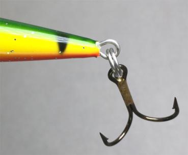 Karikko Wobbler, Länge: 13 cm, Farbe: Fire Tiger Black Head 58R, schwimmend, von Suomen Uistin The Finnish Lure Company (Jarmo Rapala)